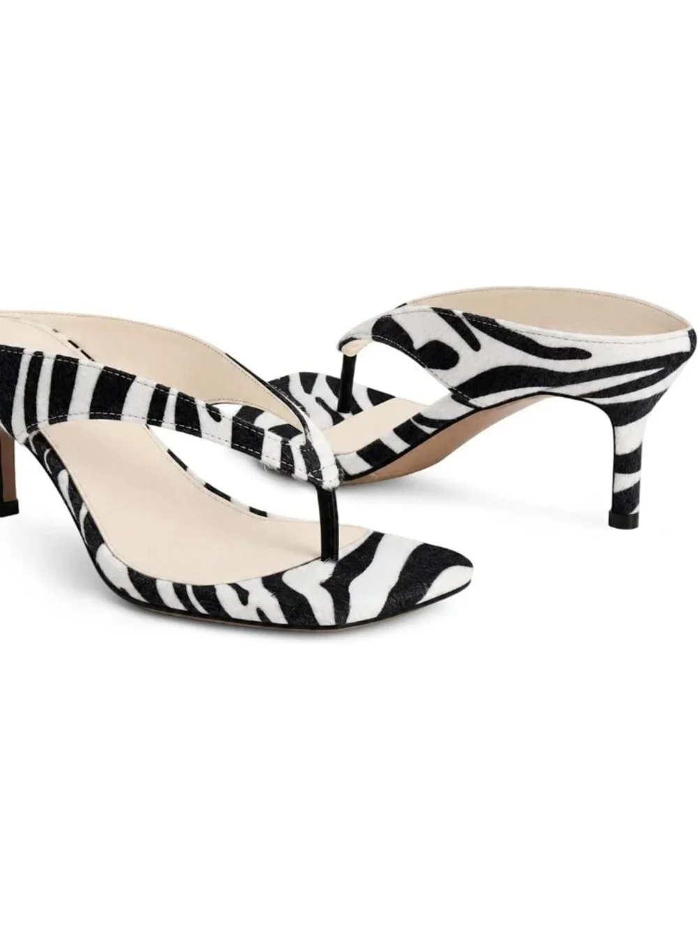 Stylish Thong Kitten Heels for Women - Square Toe Slip-On Low Heel Sandals